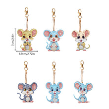 Load image into Gallery viewer, 6PCS Double Sided Special Shape Diamond Painting Keychain (Delicate Mouse)