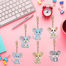 Load image into Gallery viewer, 6PCS Double Sided Special Shape Diamond Painting Keychain (Delicate Mouse)