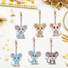 Load image into Gallery viewer, 6PCS Double Sided Special Shape Diamond Painting Keychain (Delicate Mouse)