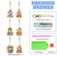 Load image into Gallery viewer, 6PCS Double Sided Special Shape Diamond Painting Keychain (Autumn Scarecrow)