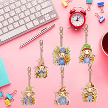 Load image into Gallery viewer, 6PCS Double Sided Special Shape Diamond Painting Keychain (Autumn Scarecrow)