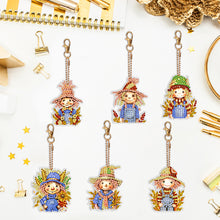 Load image into Gallery viewer, 6PCS Double Sided Special Shape Diamond Painting Keychain (Autumn Scarecrow)