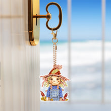 Load image into Gallery viewer, 6PCS Double Sided Special Shape Diamond Painting Keychain (Autumn Scarecrow)