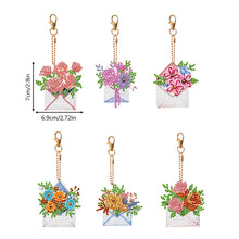 Load image into Gallery viewer, 6PCS Double Sided Special Shape Diamond Painting Keychain (Envelope Flowers)