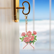 Load image into Gallery viewer, 6PCS Double Sided Special Shape Diamond Painting Keychain (Envelope Flowers)