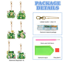 Load image into Gallery viewer, 6PCS Double Sided Special Shape Diamond Painting Keychain (Flower Frog)
