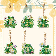 Load image into Gallery viewer, 6PCS Double Sided Special Shape Diamond Painting Keychain (Flower Frog)