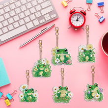 Load image into Gallery viewer, 6PCS Double Sided Special Shape Diamond Painting Keychain (Flower Frog)