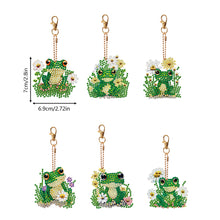 Load image into Gallery viewer, 6PCS Double Sided Special Shape Diamond Painting Keychain (Flower Frog)
