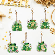 Load image into Gallery viewer, 6PCS Double Sided Special Shape Diamond Painting Keychain (Flower Frog)