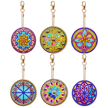 Load image into Gallery viewer, 6PCS Double Sided Special Shape Diamond Painting Keychain (Mandala)
