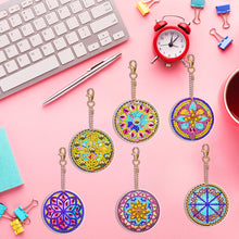 Load image into Gallery viewer, 6PCS Double Sided Special Shape Diamond Painting Keychain (Mandala)