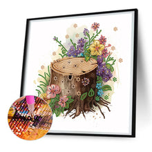 Load image into Gallery viewer, Diamond Painting - Partial Special Shaped - The tenacious blooming flowers in the wooden pile (30*30CM)