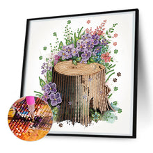 Load image into Gallery viewer, Diamond Painting - Partial Special Shaped - The tenacious blooming flowers in the wooden pile (30*30CM)