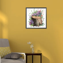 Load image into Gallery viewer, Diamond Painting - Partial Special Shaped - The tenacious blooming flowers in the wooden pile (30*30CM)