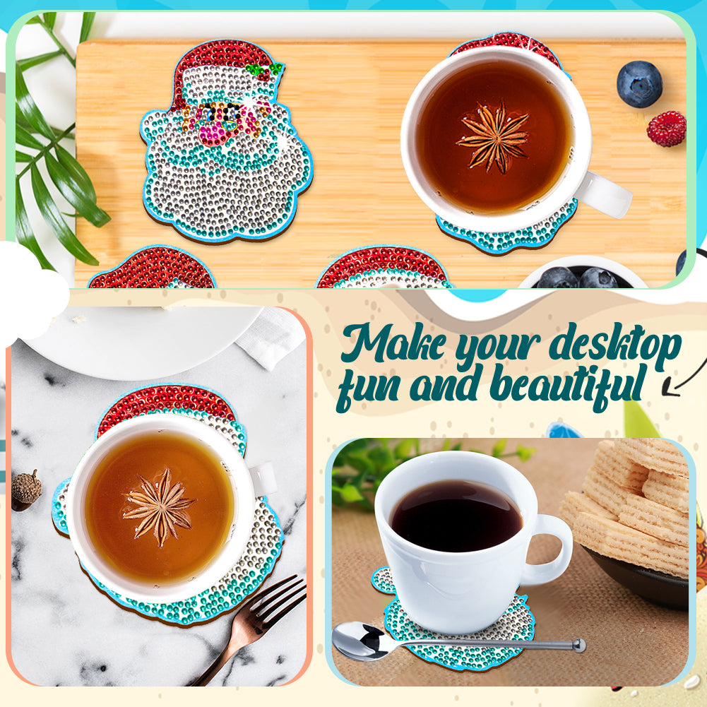 10PCS Diamond Painting Art Coaster Kit Santa Christmas Christmas Gifts Cardinals