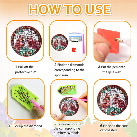 10PCS Diamond Painting Art Coaster Kit Santa Christmas Christmas Gifts Cardinals