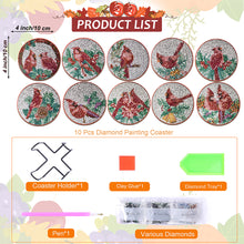 Load image into Gallery viewer, 10PCS Diamond Painting Art Coaster Kit Santa Christmas Christmas Gifts Cardinals