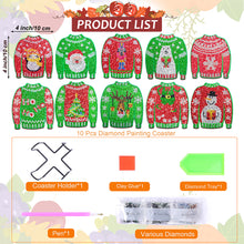 Load image into Gallery viewer, 10PCS Diamond Painting Art Coaster Kit Santa Christmas Christmas Gifts Cardinals