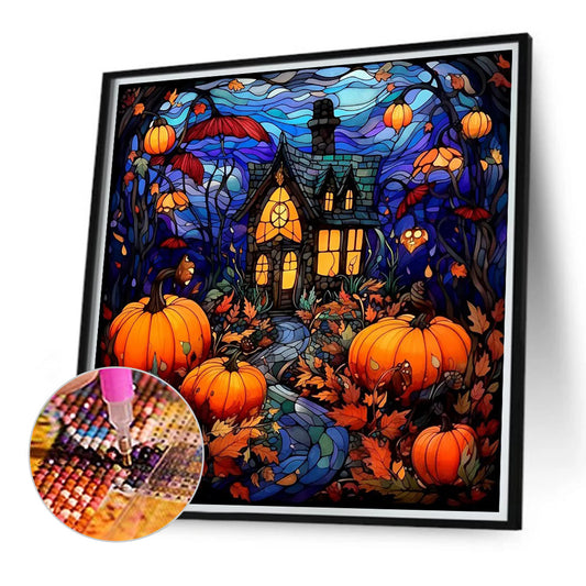 Diamond Painting - Full Round - Glass painted pumpkin castle (40*40CM)