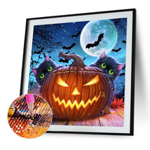 Load image into Gallery viewer, Diamond Painting - Full Round - halloween pumpkin black cat (40*40CM)