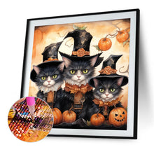 Load image into Gallery viewer, Diamond Painting - Full Round - halloween pumpkin black cat (40*40CM)