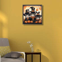 Load image into Gallery viewer, Diamond Painting - Full Round - halloween pumpkin black cat (40*40CM)