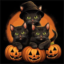 Load image into Gallery viewer, Diamond Painting - Full Round - halloween pumpkin black cat (40*40CM)