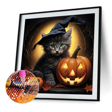 Load image into Gallery viewer, Diamond Painting - Full Round - halloween pumpkin black cat (40*40CM)