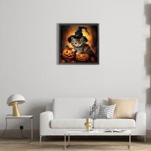 Load image into Gallery viewer, Diamond Painting - Full Round - halloween pumpkin black cat (40*40CM)