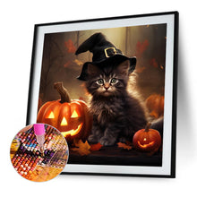 Load image into Gallery viewer, Diamond Painting - Full Round - halloween pumpkin black cat (40*40CM)