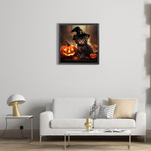 Load image into Gallery viewer, Diamond Painting - Full Round - halloween pumpkin black cat (40*40CM)