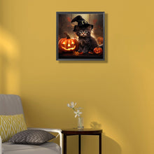 Load image into Gallery viewer, Diamond Painting - Full Round - halloween pumpkin black cat (40*40CM)