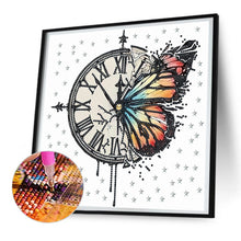 Load image into Gallery viewer, Diamond Painting - Partial Special Shaped - butterfly clock (30*30CM)