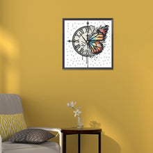 Load image into Gallery viewer, Diamond Painting - Partial Special Shaped - butterfly clock (30*30CM)