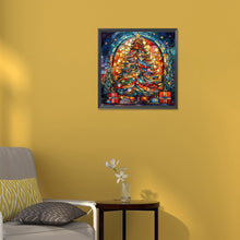 Load image into Gallery viewer, Diamond Painting - Full Round - Christmas tree glass painting (30*30CM)