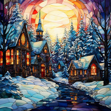 Load image into Gallery viewer, Diamond Painting - Full Round - Christmas house glass painting (30*30CM)