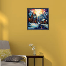 Load image into Gallery viewer, Diamond Painting - Full Round - Christmas house glass painting (30*30CM)