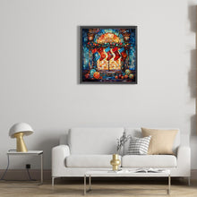 Load image into Gallery viewer, Diamond Painting - Full Round - Christmas Holiday Fireplace Christmas Stocking Glass Painting (30*30CM)