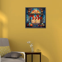 Load image into Gallery viewer, Diamond Painting - Full Round - Christmas Holiday Fireplace Christmas Stocking Glass Painting (30*30CM)