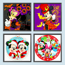 Load image into Gallery viewer, 4pcs Diamond Painting Set - Mickey and Minnie Holiday Collection Party (30*30CM)