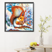 Load image into Gallery viewer, Diamond Painting - Full Round - Little squirrel in snow scene (30*30CM)