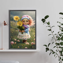 Load image into Gallery viewer, Diamond Painting - Full Round - little girl holding flowers (40*60CM)