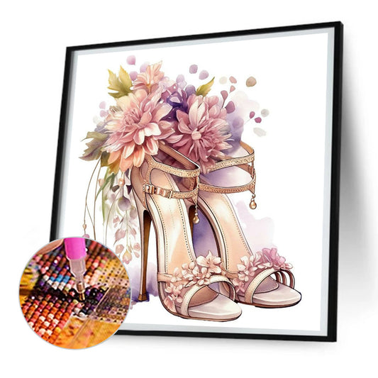 Diamond Painting - Full Round - flower high heels (30*30CM)