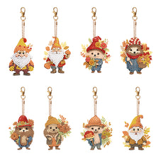 Load image into Gallery viewer, 8PCS Double Sided Special Shape Diamond Painting Art Keychain Pendant Cute Dwarf