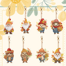 Load image into Gallery viewer, 8PCS Double Sided Special Shape Diamond Painting Art Keychain Pendant Cute Dwarf
