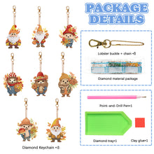 Load image into Gallery viewer, 8PCS Double Sided Special Shape Diamond Painting Art Keychain Pendant Cute Dwarf