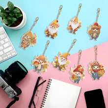 Load image into Gallery viewer, 8PCS Double Sided Special Shape Diamond Painting Art Keychain Pendant Cute Dwarf