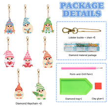 Load image into Gallery viewer, 8PCS Double Sided Special Shape Diamond Painting Art Keychain Pendant Cute Dwarf
