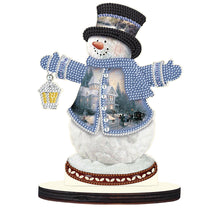 Load image into Gallery viewer, Wooden Diamond Painting Desktop Decor Xmas Snowman for Home Office Desktop Decor